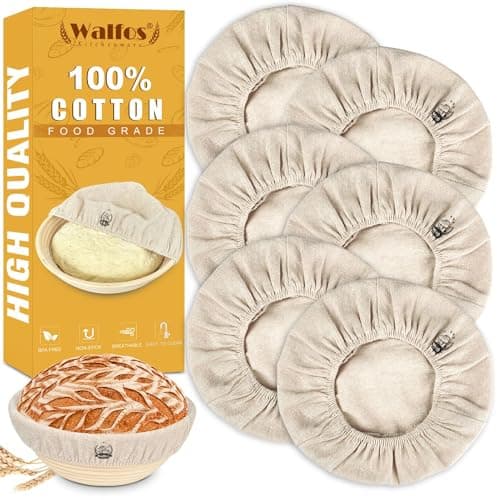 Walfos Bread Basket Liner Cloth, 9 inch, 6-Pack