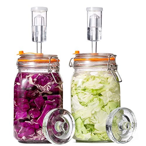 Glass fermentation crock with airlock