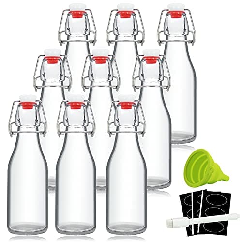 YEBODA 8 oz Swing-Top Glass Bottles, 9-pack