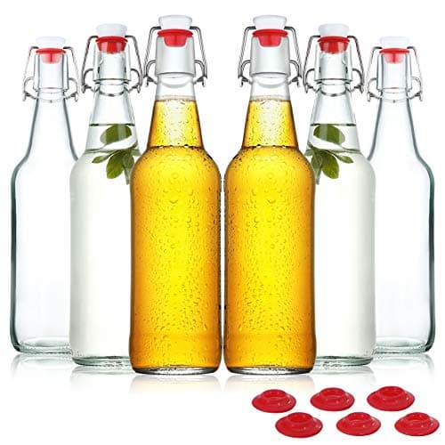 YEBODA 16 oz Swing-Top Glass Bottles, 6-pack