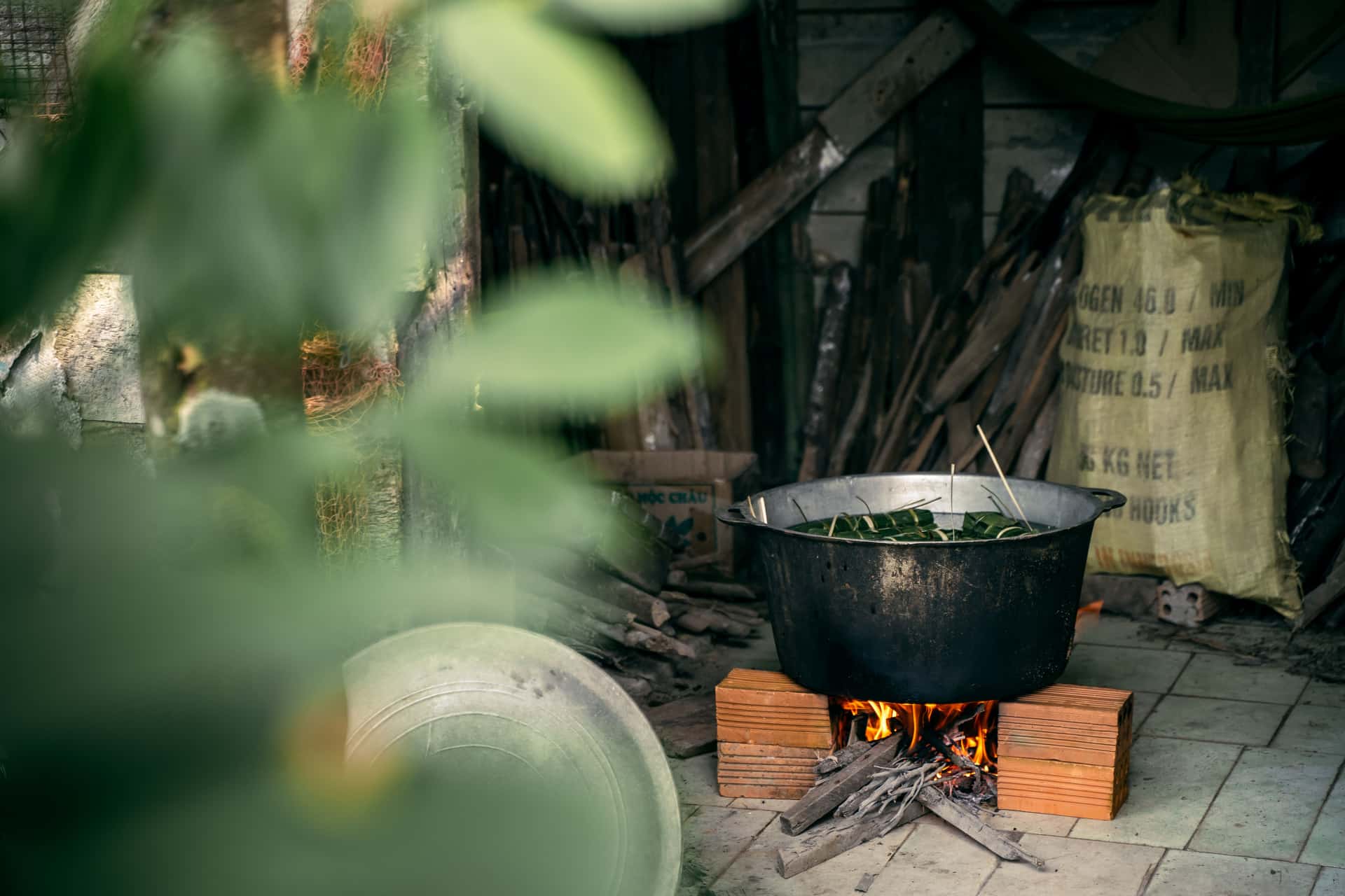 A large cooking pot standing on a stovetop