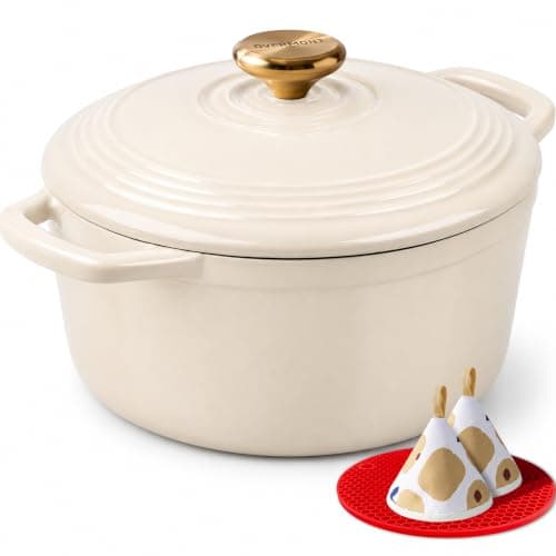 Overmont 5.5-Quart Enameled Cast Iron Dutch Oven