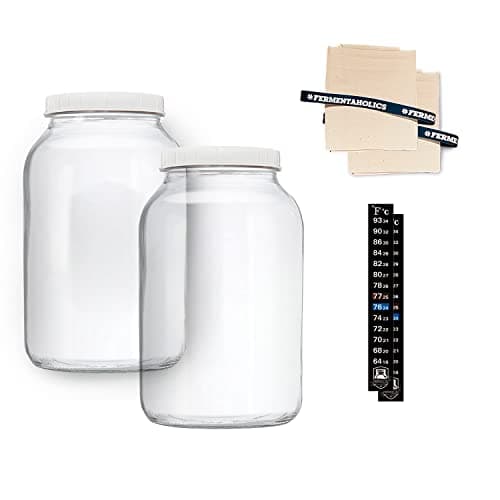 Fermentaholics 1-Gallon Kombucha Jars with Muslin Covers, 2-Pack