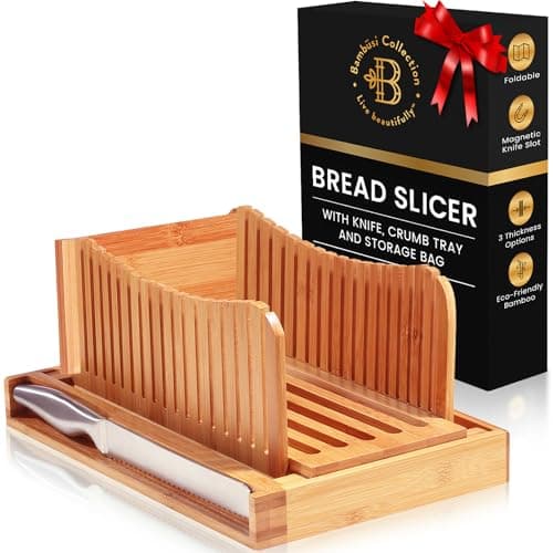 Bambusi Bamboo Bread Slicer with Knife
